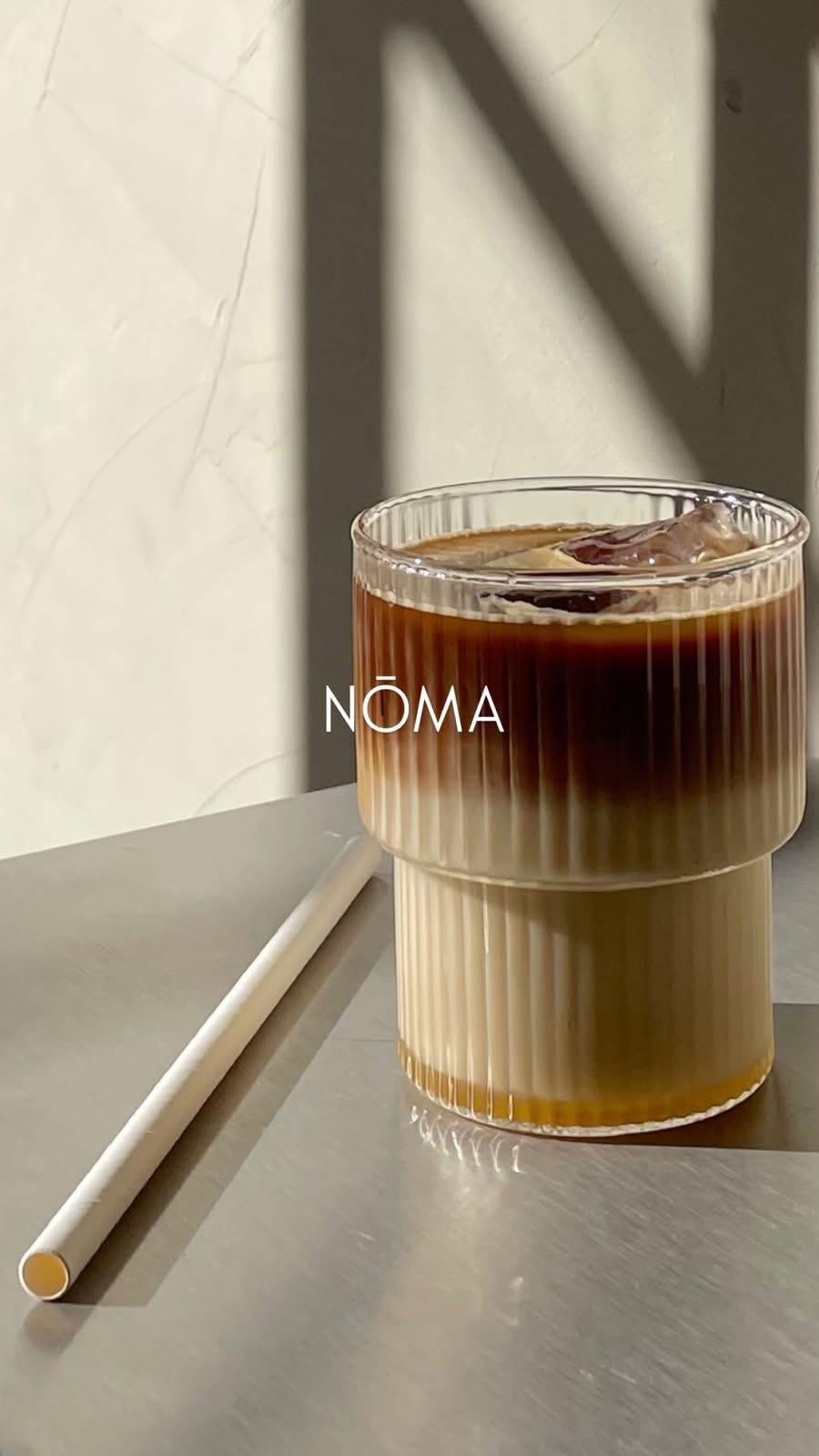 Iced coffee in a ribbed glass